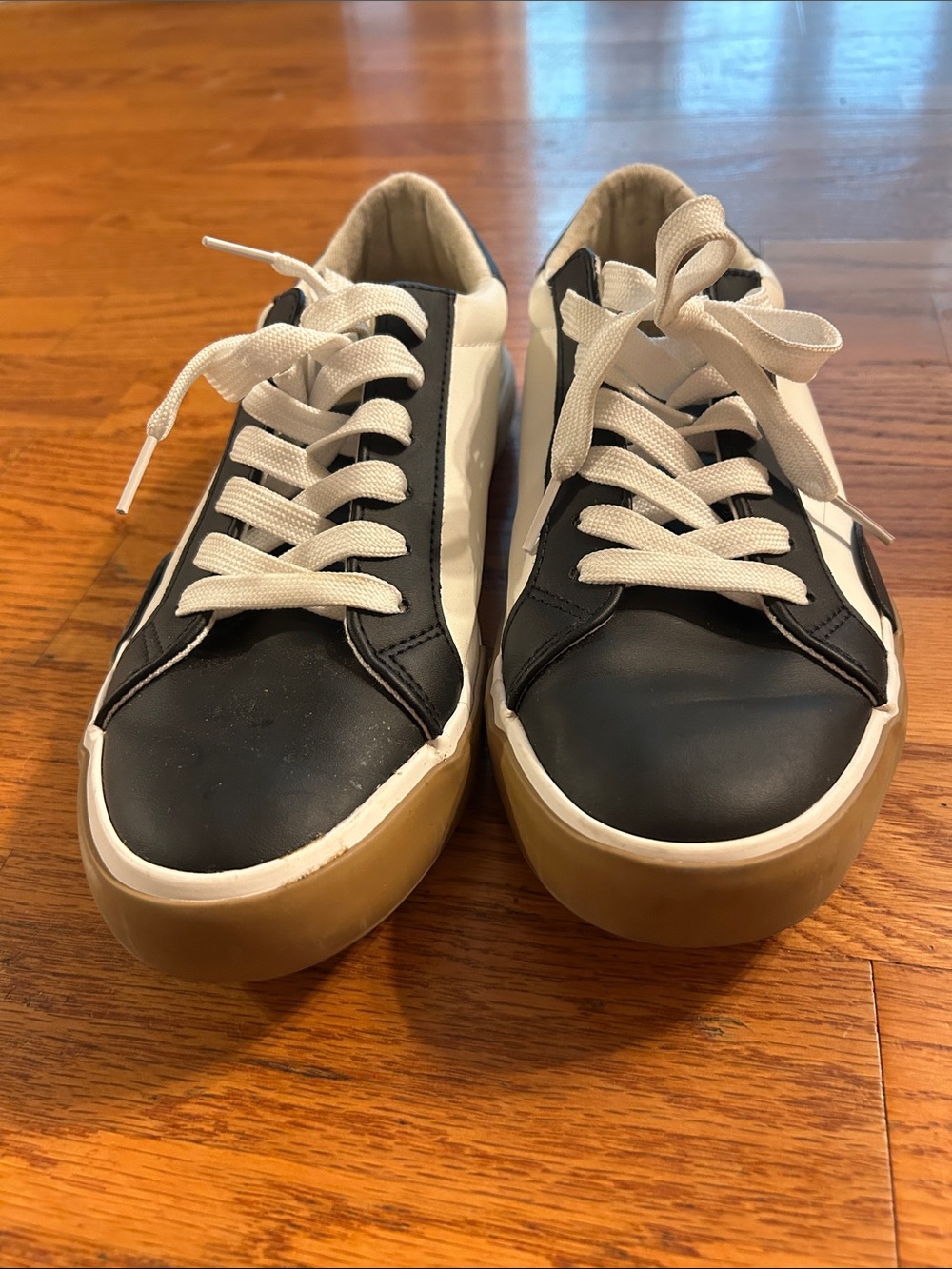 Black and White Low-Top Sneakers with Gum Sole
